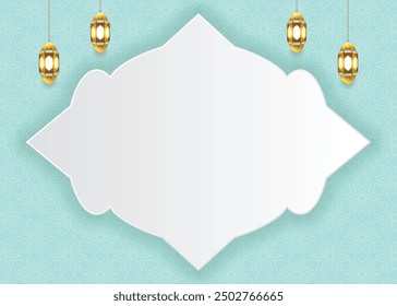 3d milad un nabi mubarak ramadan lantern white arch arabic islamic background with pattern. Translation: "Muslim Religious Day Of Prophet Muhammad Birthday"