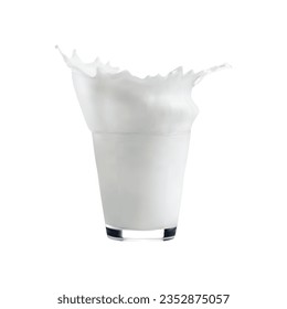 3d milk glass isolated on white background