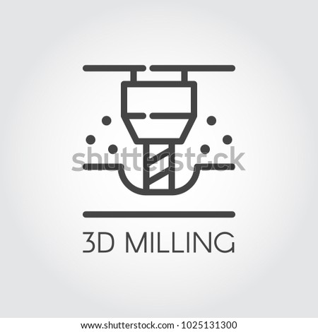 3D milling machine line icon. Modern device for fabrication and prototype production. Innovation technical equipment contour logo. Industrial theme. Vector illustration