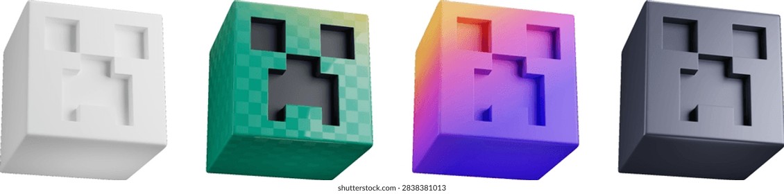 3D Minecraft sheet designed with sleek block elements for gaming software solutions