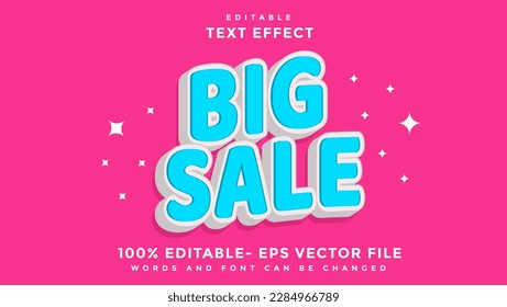 3d Minimal Blue Word Big Sale Editable Text Effect Design Template, Effect Saved In Graphic Style