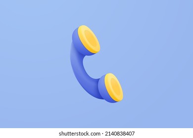 3d minimal call phone and bubble talk on blue background. Talking with service support hotline and call center icon concept. 3d vector render telephone for contact customer on isolated background