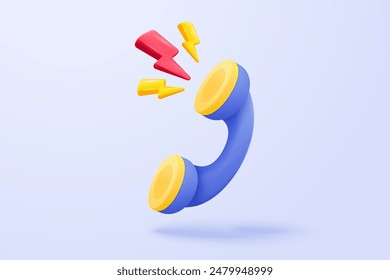 3d minimal call phone and bubble talk on blue background. Talking with service support hotline and call center icon concept. 3d vector render telephone for contact customer on isolated background