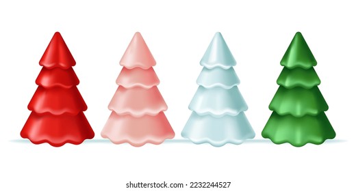 3D minimal Christmas tree. Vector illustration, Xmas decorative element