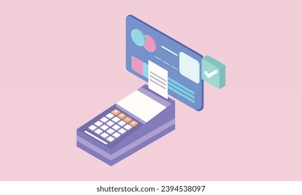 3d minimal Concepts of online payment terminals pos terminal icon, unlimited payment transactions.on pastel background