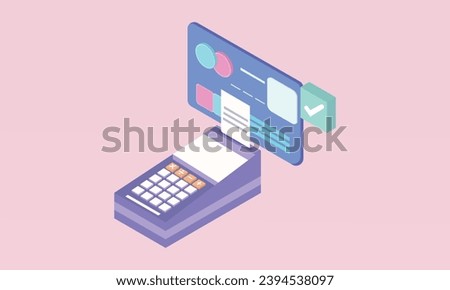 3d minimal Concepts of online payment terminals pos terminal icon, unlimited payment transactions.on pastel background