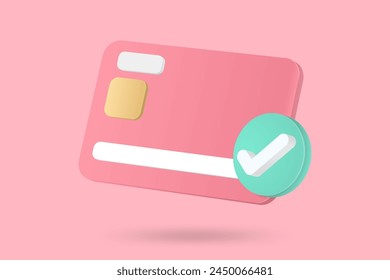 3d minimal credit card concept of online successful payment, online payment concept. money financial security for online shopping.