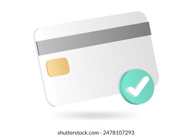 3d minimal credit card concept of online successful payment, online payment concept. money financial security for online shopping.