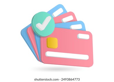 3d minimal credit card concept of online successful payment, online payment concept. money financial security for online shopping.