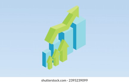 3d minimal dynamics of course online graphics. Trade arrow. Exchange price chart.Growth and changes in value. Reporting annual and quarterly profits.on pastel background