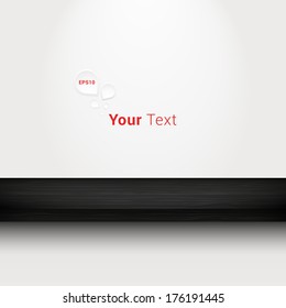 3d minimal empty shelf vector  illustration in black color with drop shape decoration for online exhibit, web page banner