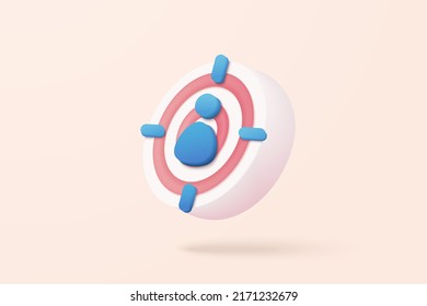 3d minimal excellent business idea goals winning concept. Leadership for successful under creative 3d concept in market. 3d arrow hit center of target vector render on isolate pink background