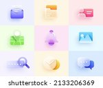 3d minimal glass morphism ui icon set for website or mobile app.