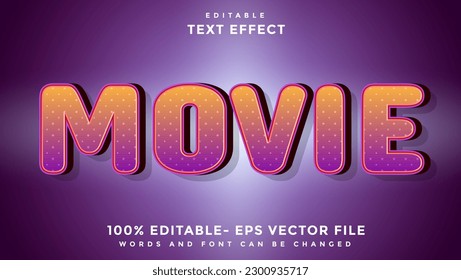 3d Minimal Gradient Word Movie Editable Text Effect Design Template, Effect Saved In Graphic Style