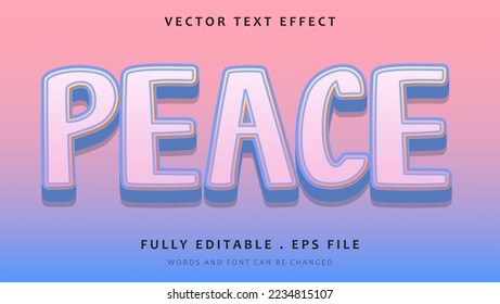 3d Gradiente mínimo Diseño de efectos de texto editable Word Peace. Efecto guardado en estilo gráfico