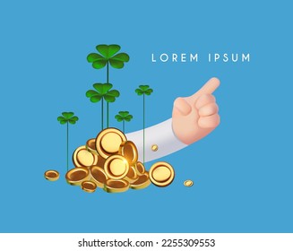 3D minimal hand showing money growth.