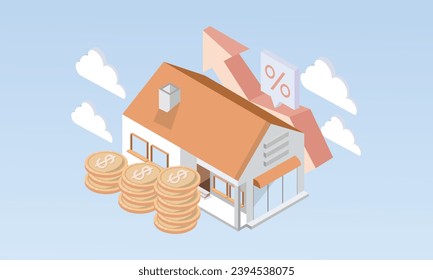 3d minimal Invest Money in Real Estate Property. House Loan, Rent and Mortgage Concept.on pastel background