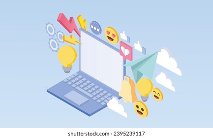 3d minimal laptop screen device mockup blank monitor. Creative concept idea.maintenance and setting website.on pastel background