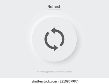 3d minimal modern sync, rotate, swap, repeat, reset, sustainability, refresh icon emblem symbol push button. 3d blue synchronize icon. Reload, update icon. Mobile app icons. Device UI UX mockup.