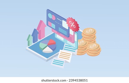3d minimal Notification bell online payments credit card with coin and bill floating on smartphone blank white screen transaction concept. pay money Internet banking.on pastel background