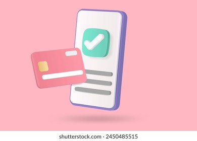 3d minimal Online credit card money security for online money payment concept icon, online payment credit card 3d with payment protection concept, business finance