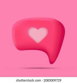 3D Minimal pink chat bubbles on pink background. Concept of social media messages. Vector isolated illustration