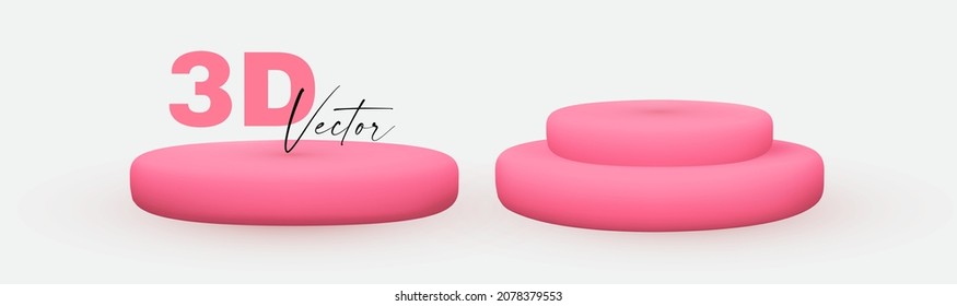 3D minimal pisium set. Pink scene isolated on white.
