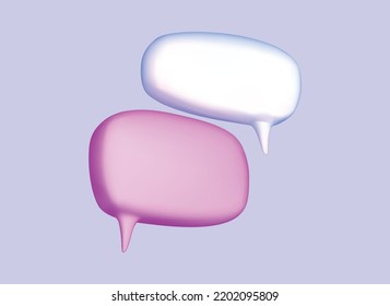 3D Minimal purple and white chat bubble. concept of social media messages. 3d render illustration
