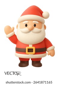 3d minimal Santa Claus, isolated on white background. Santa Claus icon in 3d vector
