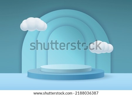 3d minimal scene. Pastele studio with platforme, clouds and backdrop for romantic or wedding product. Modern design for products presentation and advertising. Vector background illustration