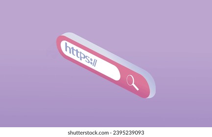 3d minimal Search bar with http link. hyperlink website worldwide, Hypertext Transfer Protocol, HTTP data web page, Web browser, website, Navigation and search. Web search concept.on pastel background