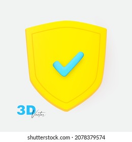 3d minimal shield icon. Security design isolated on white.