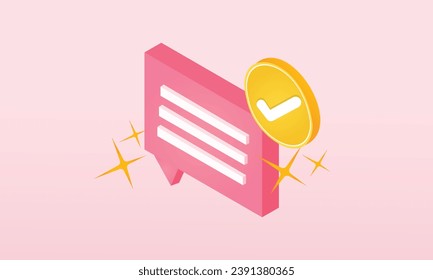 3d minimal speech bubbles symbol on social media icon isolated. Comments thread mention or user reply sign with social media.on pastel pink background.