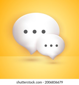 3D Minimal white chat bubbles on yellow background. concept of social media messages. 3d render illustration