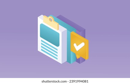 3d minimal white clipboard task management todo check list, efficient work on project plan concept, assignment and exam, productivity solution icon.3d icon vector render.on pastel purple background.