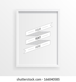 3D minimal white picture frame design for A4 your text  Eps 10 vector illustration 