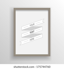 3D minimal wooden picture frame design for your text or any content 