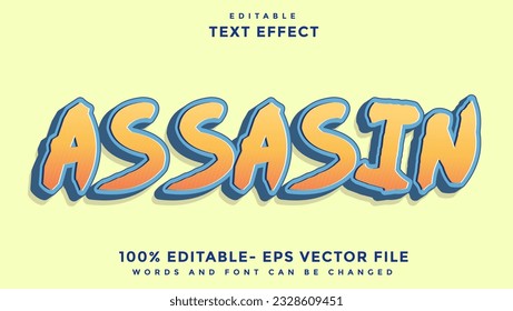 3d Minimal Word Assasin Editable Text Effect Design Template, Effect Saved In Graphic Style