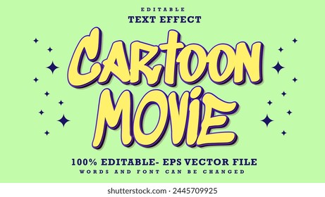 3D Minimal Word Cartoon Movie Editable Text Effect Design Template, Effect Saved In Graphic Style