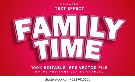 3d Minimal Word Family Time Editable Text Effect Design, Effect Saved In Graphic Style