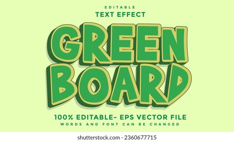 3d Minimal Word Green Board Editable Text Effect Design, Effect Saved In Graphic Style