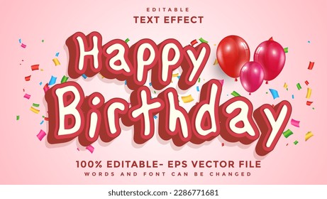 3d Minimal Word Happy Birthday Editable Text Effect Design Template, Effect Saved In Graphic Style