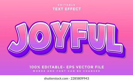 3d Minimal Word Joyful Editable Text Effect Design Template, Effect Saved In Graphic Style