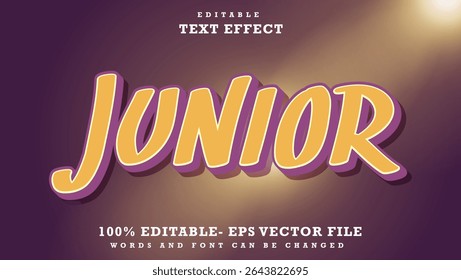3d Minimal Word Junior Editable Text Effect Design, Effect Saved In Graphic Style