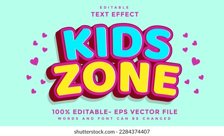 3d MInimal Word Kid Zone Editable Text Effect Design Template, Effect Saved In Graphic Style