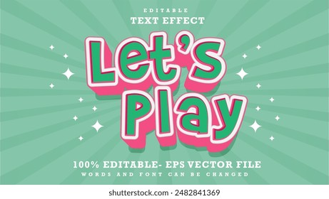 3d Minimal Word Lets Play Editable Text Effect Design Template, Effect Saved In Graphic Style