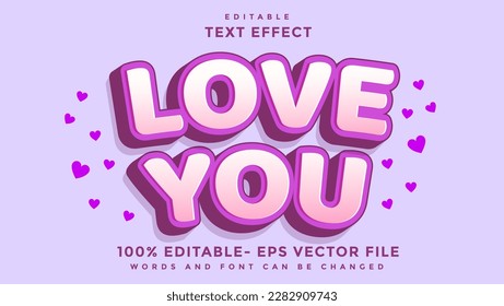 3d Minimal Word Love You Editable Text Effect Design, Effect Saved In Graphic Style