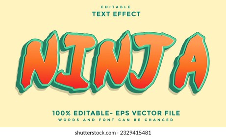 3d Minimal Word Ninja Editable Text Effect Design Template, Effect Saved In Graphic Style