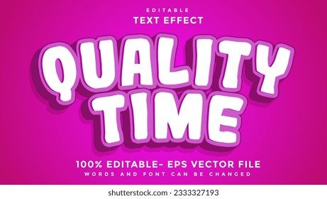 3d Minimal Word Quality Time Editable Text Effect Design, Effect Saved In Graphic Style