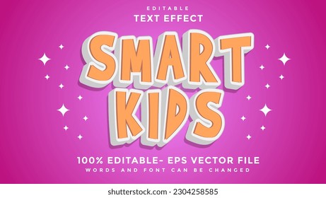 3d Minimal Word Smart kids Editable Text Effect Design Template, Effect Saved In Graphic Style